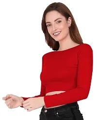 THE BLAZZE 1138 Women's Cotton Boat Neck Crop Top Full Sleeve Readymade Saree Blouse-thumb2