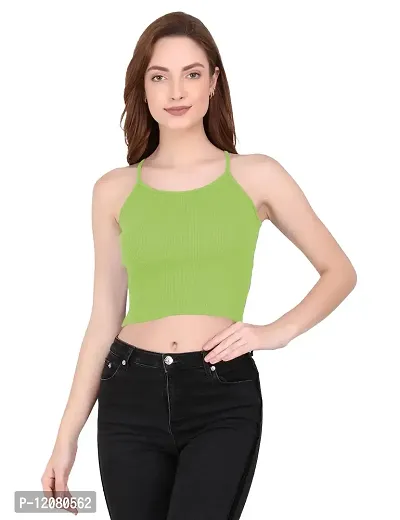 THE BLAZZE 1002 Women's Sleeveless Crop Tops Sexy Strappy Tees (X-Large(36?-38""), N - Reliance Green)-thumb3