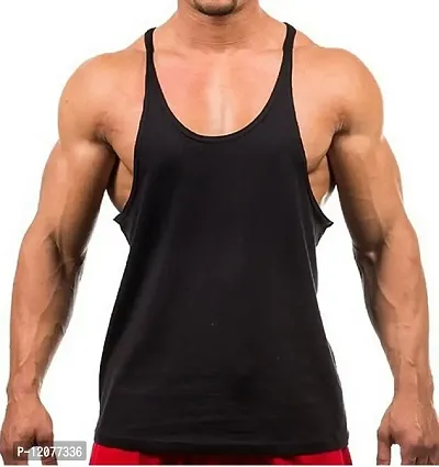 THE BLAZZE Men's Bodybuilding Gym Solid Color Tank Top Stringers (XX-Large, Black)-thumb0