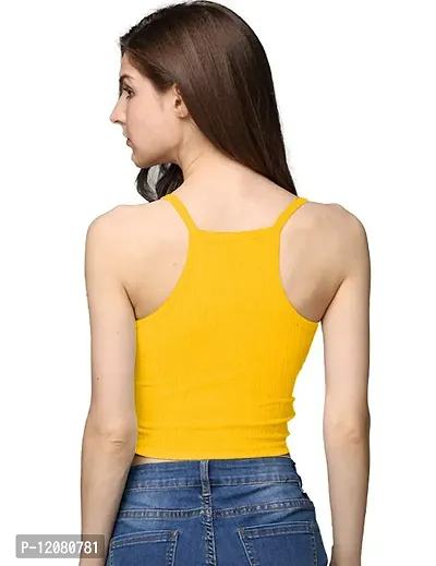 THE BLAZZE 1002 Women's Sleeveless Crop Tops Sexy Strappy Tees (Large(34?-36""), H - Yellow)-thumb4