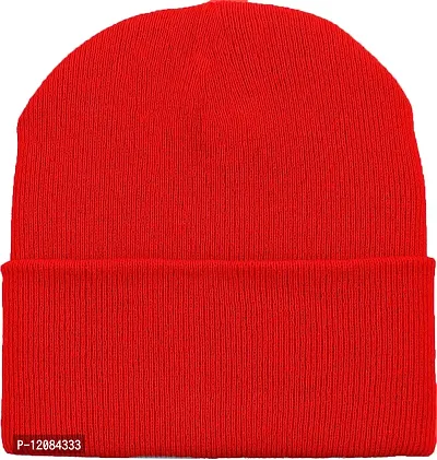 THE BLAZZE 2015 Winter Beanie Cap for Men and Women (Free, Red)-thumb2