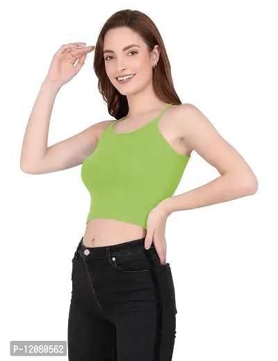 THE BLAZZE 1002 Women's Sleeveless Crop Tops Sexy Strappy Tees (X-Large(36?-38""), N - Reliance Green)-thumb5