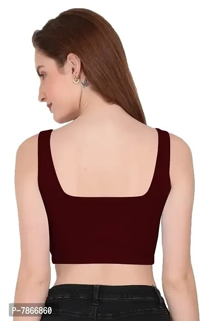 THE BLAZZE 1044 Women's Summer Basic Sexy Strappy Sleeveless Crop Top (Medium(32"-34"), B - Maroon)-thumb4