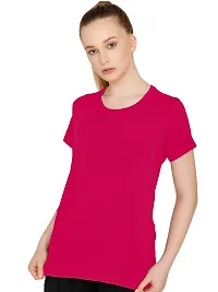 THE BLAZZE 1019 Women's Basic Sexy Solid Scoop Neck Slim Fit Full Sleeve Crop Top T-Shirt for Women (X-Large(36?-38), K - Dark Pink)-thumb2