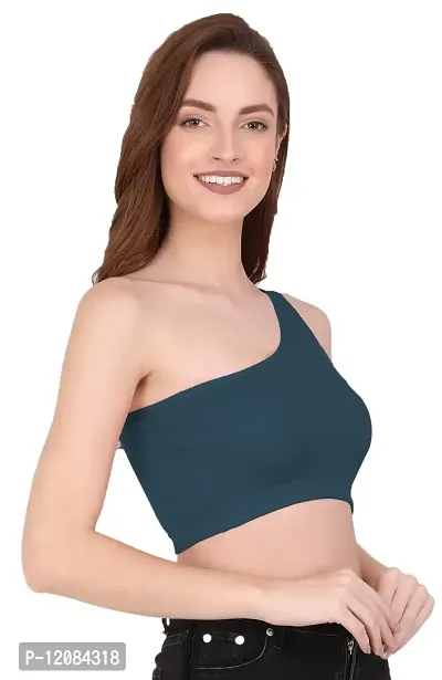 THE BLAZZE Women's Sleeveless Crop Tops Sexy Strappy Tee (XS, Prussian Blue)