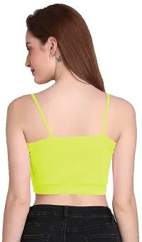 THE BLAZZE 1290 Women's Basic Sexy Solid Slim Fit Sleeveless Saree Readymade Saree Blouse Crop Top T-Shirt for Women (Small, Light Yellow)-thumb1