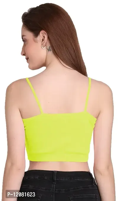 THE BLAZZE 1290 Women's Basic Sexy Solid Slim Fit Sleeveless Saree Readymade Saree Blouse Crop Top T-Shirt for Women (Small, Light Yellow)-thumb2