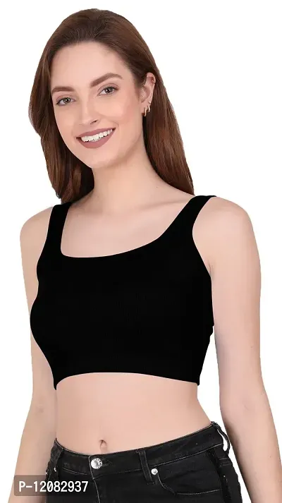 THE BLAZZE 1044 Women's Summer Basic Sexy Strappy Sleeveless Crop Top (XX-Large, Black)-thumb4