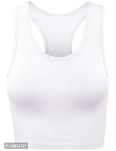 THE BLAZZE Women's Cotton Racerback Basic Crop Tank Tops (X-Large, Royal Blue White)-thumb3