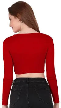 THE BLAZZE 1309 Sexy Women's Full Sleeve Tank Crop Tops Bustier Bra Vest Shorts Crop Top Bralette Blouse Top for Women (2XL, Red)-thumb2