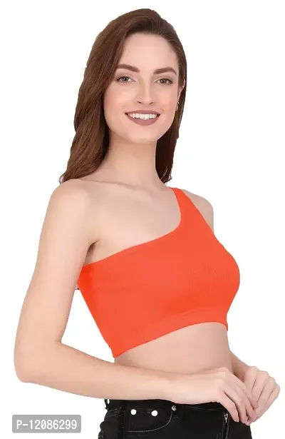 THE BLAZZE Womens Sleeveless Crop Tops Sexy Strappy Tees (X-Large, Orange)