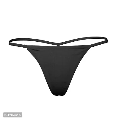 THE BLAZZE Thong for Women Sexy Solid G-String T-String Sexy Lingerie Briefs Underpants (X-Large, Black)-thumb0