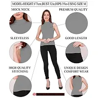 THE BLAZZE 1033 Women's Plain Black Sleeveless High Neck/Turtle Neck Top Stretch Slim Cotton T-Shirt for Women Sleeveless Top for Women(XL,Color_06)-thumb5