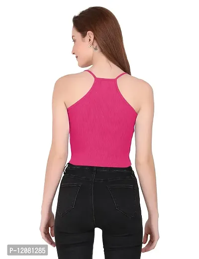 THE BLAZZE 1002 Women's Sleeveless Crop Tops Sexy Strappy Tees (Small(30""-32""), Q - Dark Pink)