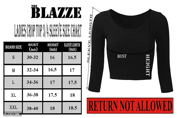 THE BLAZZE 1057 Crop Tops for Women (XL, Turquoise Blue)-thumb6