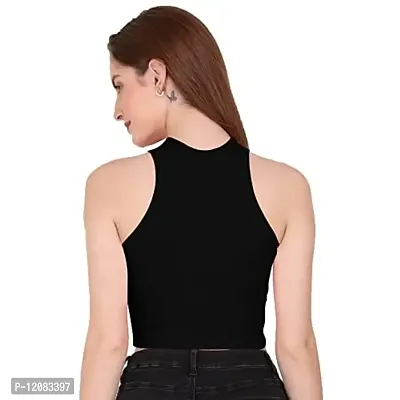 THE BLAZZE 1025 Women's Basic Sexy Solid Slim Fit Sleeveless Crop Top T-Shirt for Women-thumb4