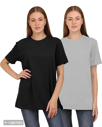 The BLAZZE 1582 Women's Cotton Oversize Casual Stylish Latest Round Neck Half Sleeve Loose Realxed Fit Boyfriend Attractive Oversized T-Shirts for Women-thumb0