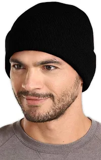 THE BLAZZE 2015 Winter Beanie Cap for Men and Women (Free, Black)-thumb3