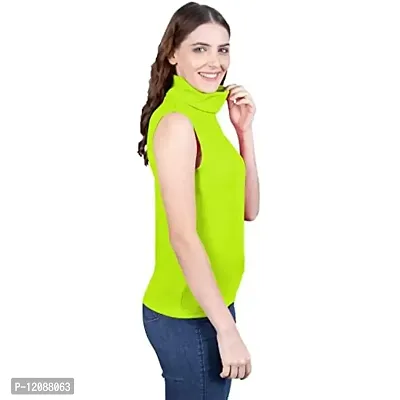 THE BLAZZE 1033 Women's Plain Black Sleeveless High Neck/Turtle Neck Top Stretch Slim Cotton T-Shirt for Women Sleeveless Top for Women(M,Color_01)-thumb3