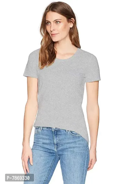 THE BLAZZE 1082 Women's Cotton Round Neck Top Half Sleeve T-Shirts for Women Women's T-Shirt (Large(34?-36), C - Grey)