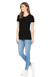 THE BLAZZE 1082 Women's Cotton Round Neck Top Half Sleeve T-Shirts for Women Women's T-Shirt (Small(30-32), A - Black)-thumb3