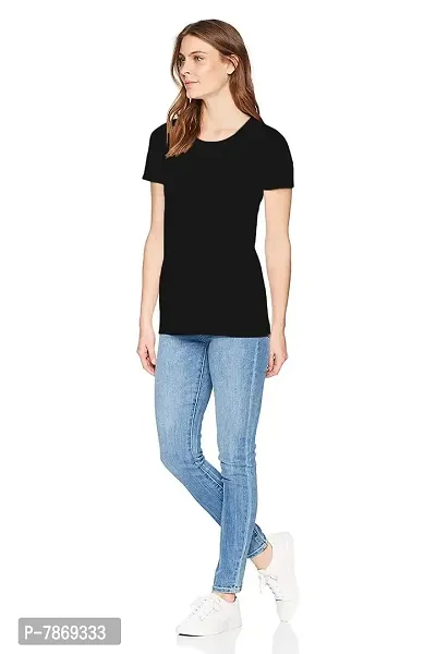 THE BLAZZE 1082 Women's Cotton Round Neck Top Half Sleeve T-Shirts for Women Women's T-Shirt (Small(30-32), A - Black)-thumb4