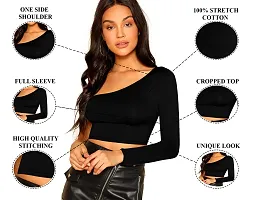 THE BLAZZE 1289 Women's Cotton One Shoulder Full Sleeve Crop Tops-thumb5