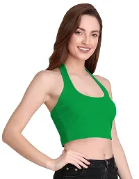 THE BLAZZE 1294 Women's Sleeveless Crop Tops Sexy Strappy Tees (Large, Green)-thumb2