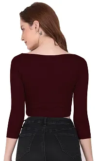 THE BLAZZE 1057 Crop Tops for Women (M, Maroon)-thumb2