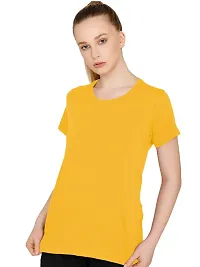 THE BLAZZE 1019 Women's Basic Sexy Solid Scoop Neck Slim Fit Full Sleeve Crop Top T-Shirt for Women (Small(30 -32 ), M - Yellow)-thumb2