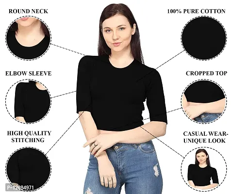 THE BLAZZE 1085 Women's Elbow Sleeve Tank Crop Tops Bustier Bra Vest Shorts Crop Top Bralette Blouse Top for Women-thumb4