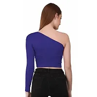 THE BLAZZE 1289 Women's Cotton One Shoulder Full Sleeve Crop Tops-thumb2