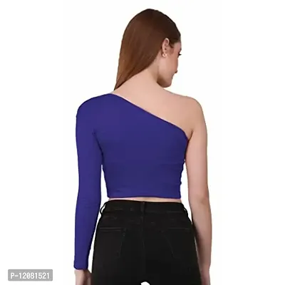 THE BLAZZE 1289 Women's Cotton One Shoulder Full Sleeve Crop Tops-thumb3