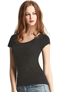 THE BLAZZE Women's T-Shirt (QW-69_Dark Grey_Small 30", 32")-thumb2