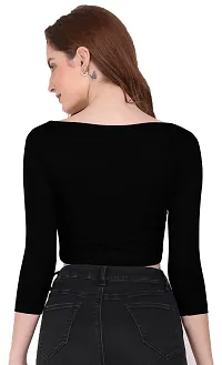 THE BLAZZE 1057 Crop Top for Women (XL, Black)-thumb2