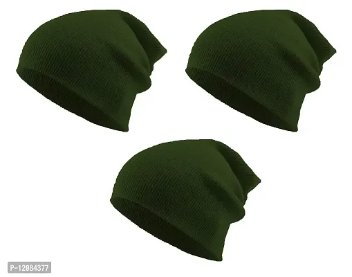 THE BLAZZE 2015 Unisex Winter Cap (Free Size, Green)-thumb0