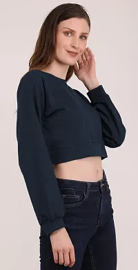 THE BLAZZE 1341 Women's Boxy Round Neck Full Sleeve Crop Top-thumb2