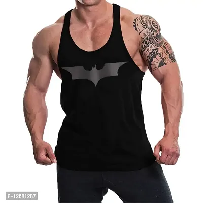 THE BLAZZE 0051 Men's Tank Top Muscle Gym Bodybuilding Vest Fitness Workout Train Stringers (XX-Large, Black)