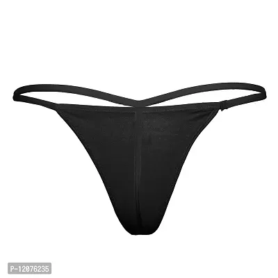 THE BLAZZE Thong for Women Sexy Solid G-String T-String Sexy Lingerie Briefs Underpants (X-Large, Black)-thumb2