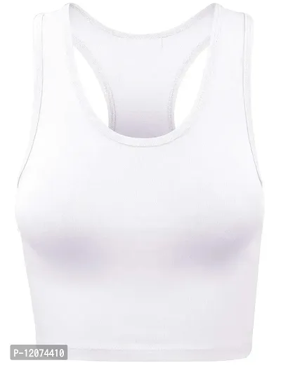 THE BLAZZE Women's Cotton Racerback Basic Crop Tank Tops-thumb2