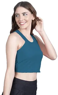 THE BLAZZE 1004 Women's Racerback Round Neck Sleeveless Crop Top-thumb3