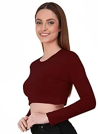 THE BLAZZE 1128 Crop Top for Women (2XL, Maroon)-thumb3