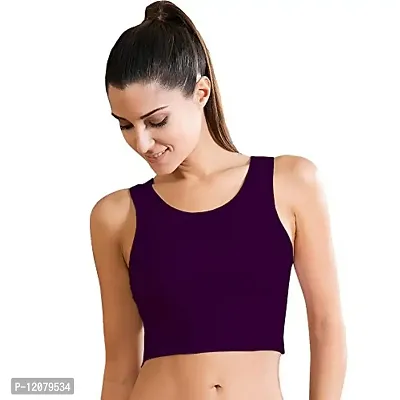 THE BLAZZE Women's Basic Sexy Strappy Sleeveless Racerback Camisole Crop Top (Large, Purple)