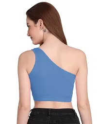 THE BLAZZE Womens Sleeveless Crop Tops Sexy Strappy Tees (Large, Sky Blue)-thumb2