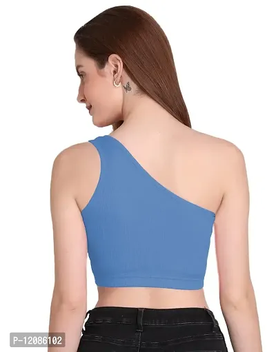 THE BLAZZE Womens Sleeveless Crop Tops Sexy Strappy Tees (Large, Sky Blue)-thumb3