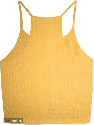 THE BLAZZE 1002 Women's Sleeveless Crop Tops Sexy Strappy Tees (Medium(32""-34""), O - Mustard Yellow)-thumb2