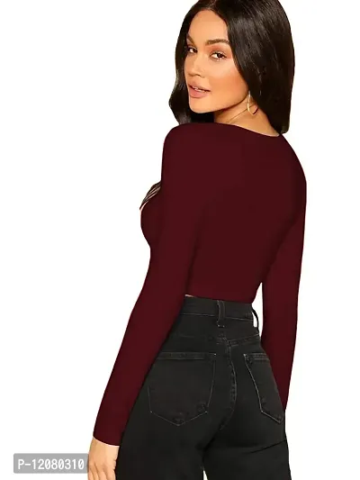 THE BLAZZE Women's Crop Top (QW-62_Maroon_X-Large(36-38))-thumb2