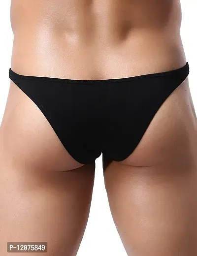 THE BLAZZE Men's Soft Low Rise G-String Underwear Sexy Mid Coverage Back Briefs-thumb2