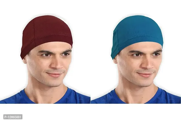 THE BLAZZE Skull Cap/Helmet Cap/Running Beanie - Ultimate Thermal Retention  Performance Moisture Wicking. Fits Under Helmets-Navy (1, Maroon+Turquoise Blue)