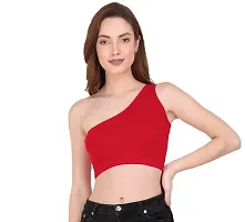 THE BLAZZE Women's Sleeveless Crop Tops Sexy Strappy Tees (M, Red)-thumb4